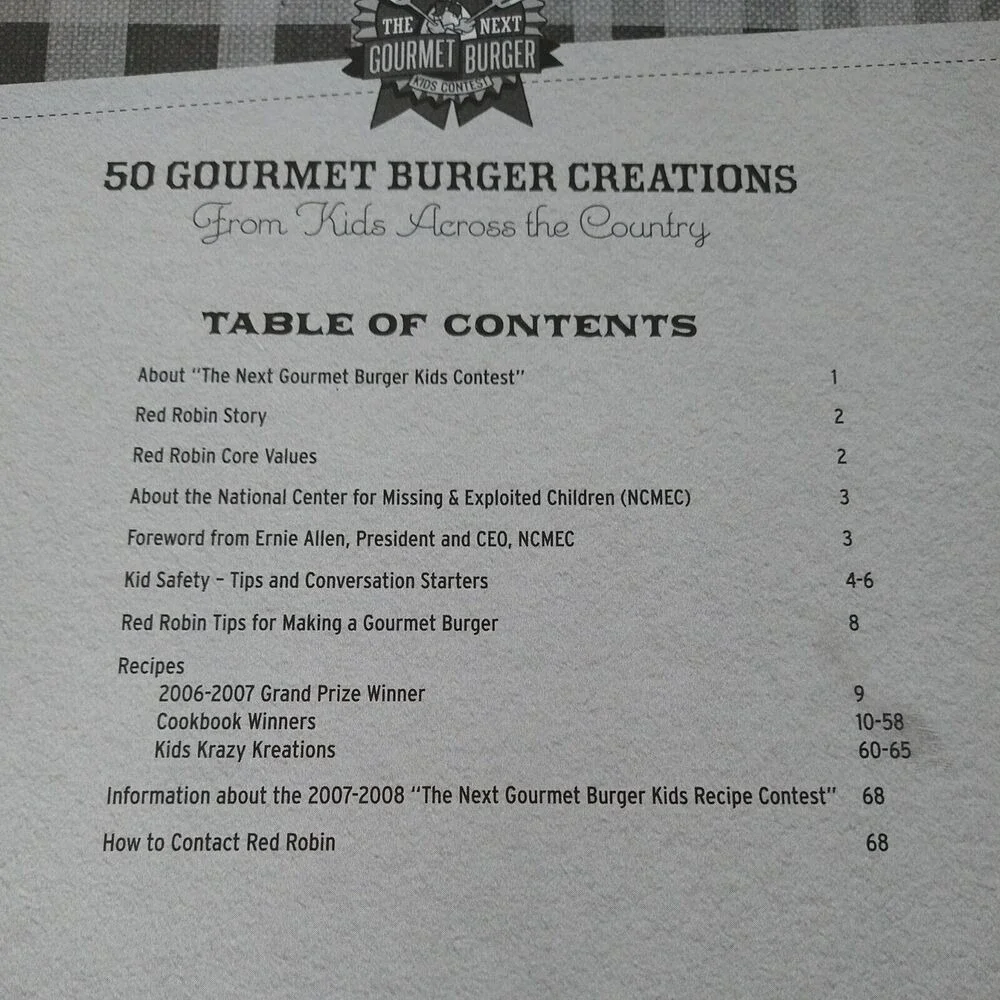 Red Robin Kids Cookbook – 50 Gourmet Burger Creations‎ (2007 Spiral‑Bound)